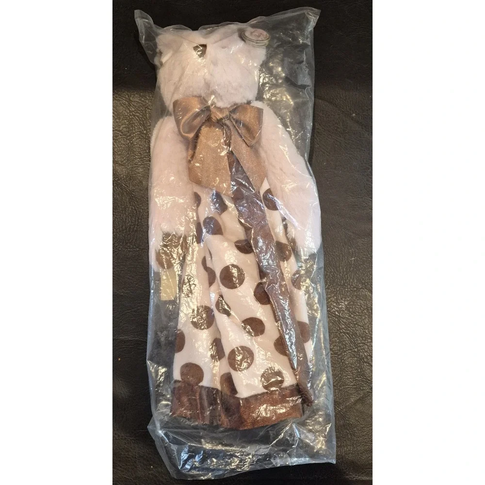 HTF Bearington Baby Collection Pink Brown Polka Dot Bear Security Blanket/Lovey